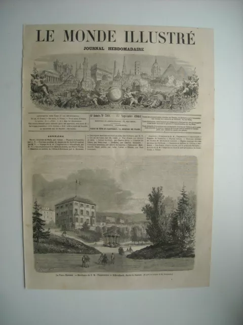 Gravure 1864. La Villa Herber. Residence Imperatrice A Schwalbach, Du De Nassau.