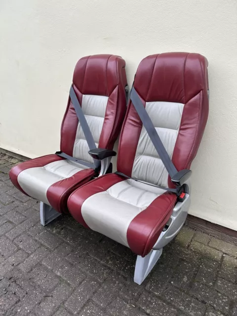 Van Camper Luxury Leather Reclining Rear Double Seats With Seatbelts & Armrests