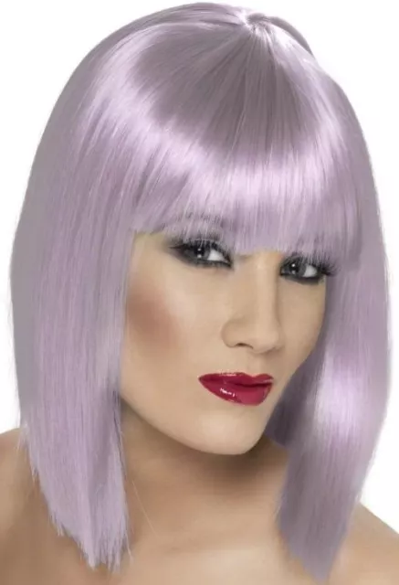 Ladies 80s 1980s 80's Glam Fancy Dress Wig Lilac Womens Wig New by Smiffys