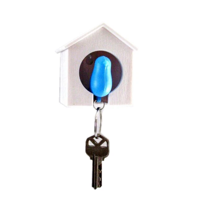 Birdhouse Key - White House with Blue Bird