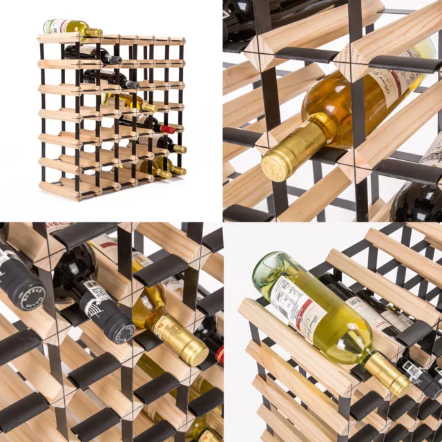 42 Bottle Timber Wine Rack Wooden Storage System Cellar Organiser Stand Display 3