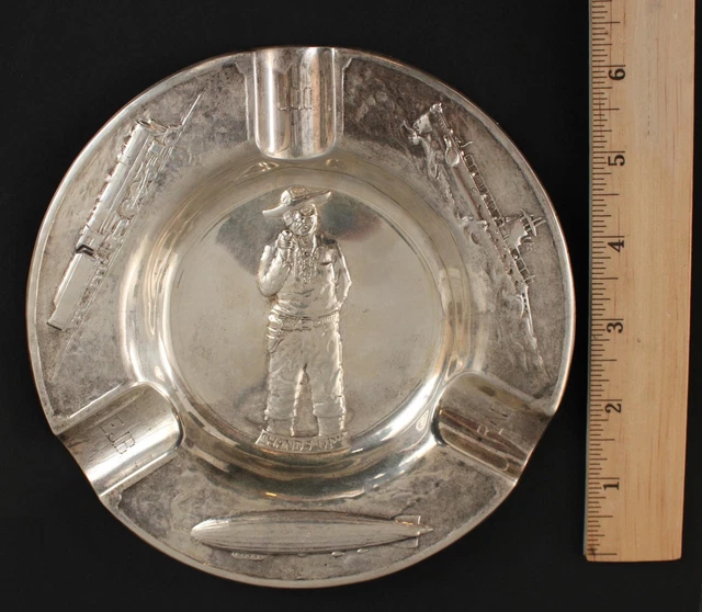 Antique Gorham Sterling Silver Pinkerton Detective Western Bandit Cigar Ashtray