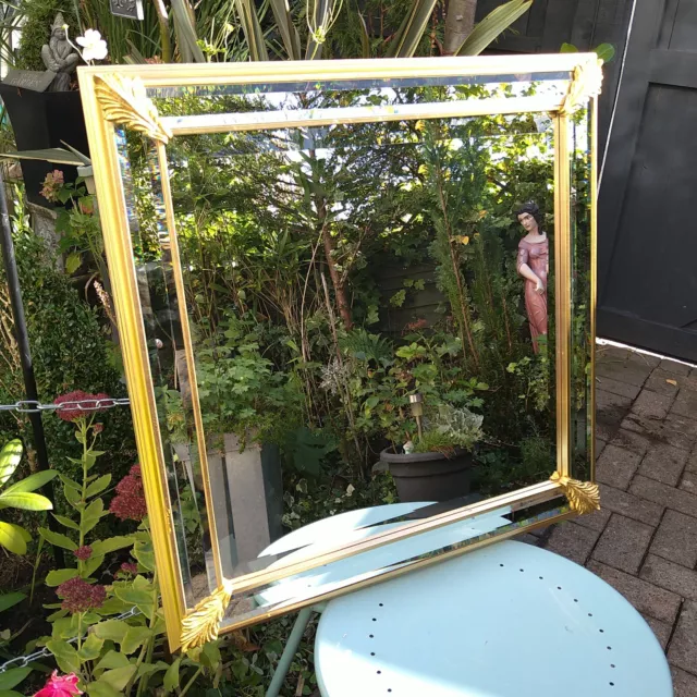 Stunning 19th Century French Style Gilt Margin Frame Mirror With Bevelled Glass