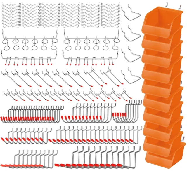 238-Piece Pegboard Hooks Assortment, Pegboard Accessories with Pegboard Bins