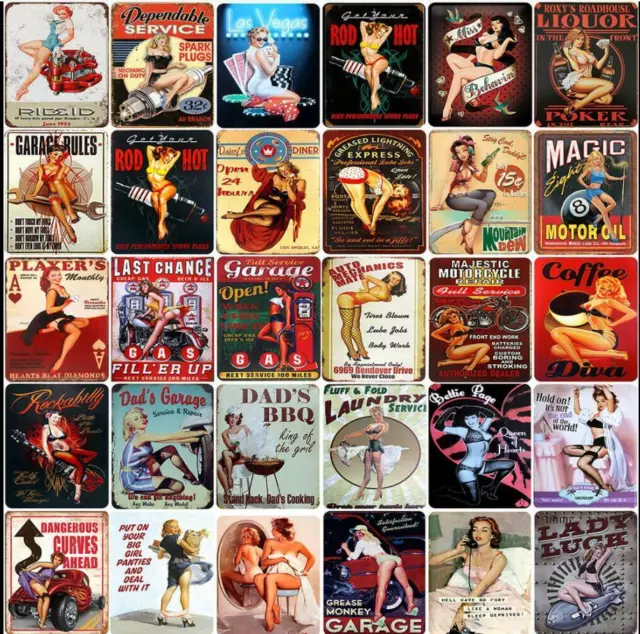 Retro Sexy Woman Metal Tin Signs Plaque Garage Bar Pub Club Wall Customize Decor