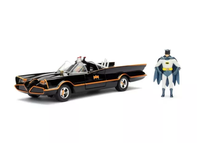 Batmobile Classic Batman TV-Serie 1966 schwarz mit Figuren Modellauto 1:24