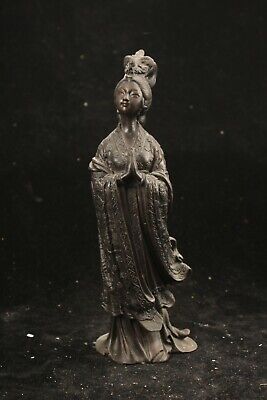10'' Chinese Brass Concubine Yang Statue Old Bronze beautiful woman Statue