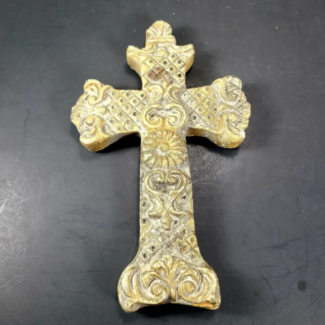 Vintage Ornate Decorative Casted Religious Wall Hanging Cross Crucifix