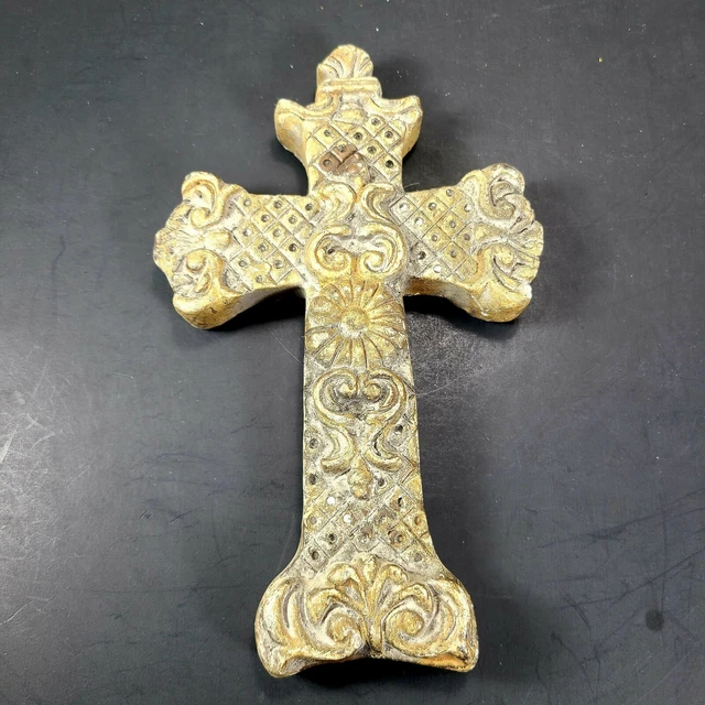 Vintage Ornate Decorative Casted Religious Wall Hanging Cross Crucifix