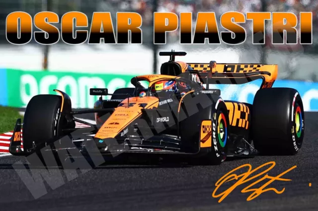 Oscar Piastri Signed F1 12x18 Inch Photograph Poster - McLaren Podium Grand Prix