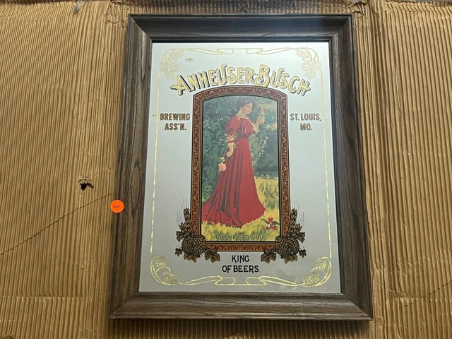 Vintage 1992 Anheuser Busch Mirror Sign Budweiser Girl advertisement NEW