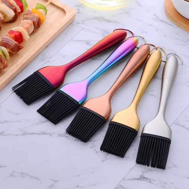 Oil Brushes Stainless Steel Silicone Kitchen BBQ Grilling Baking Cooking Br#w#