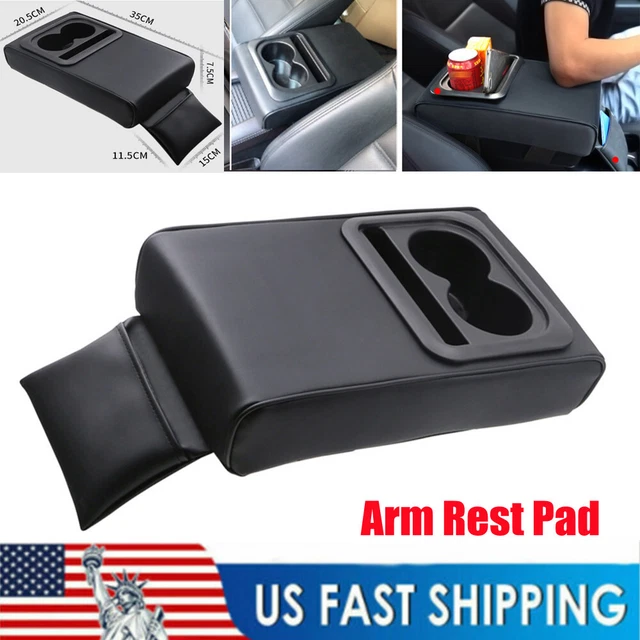 1PC Car Armrest Cushion Pad Center Console Box Cover Heighten Elbow w/Cup Holder