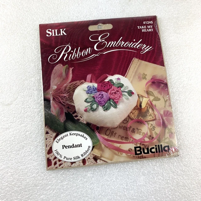 1995 Bucilla Ribbon Embroidery Silk Take My Heart, 41245, Elegant Keepsakes