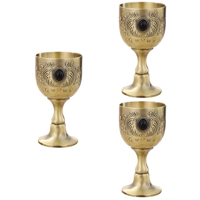 3x Royal Goblets Vintage Champagne Glasses Golden Vintage Goblets