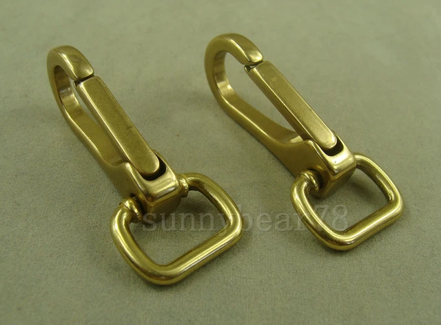 2pcs Solid brass bag snap hook clip lobster clasps Trigger key swivel eye BR014