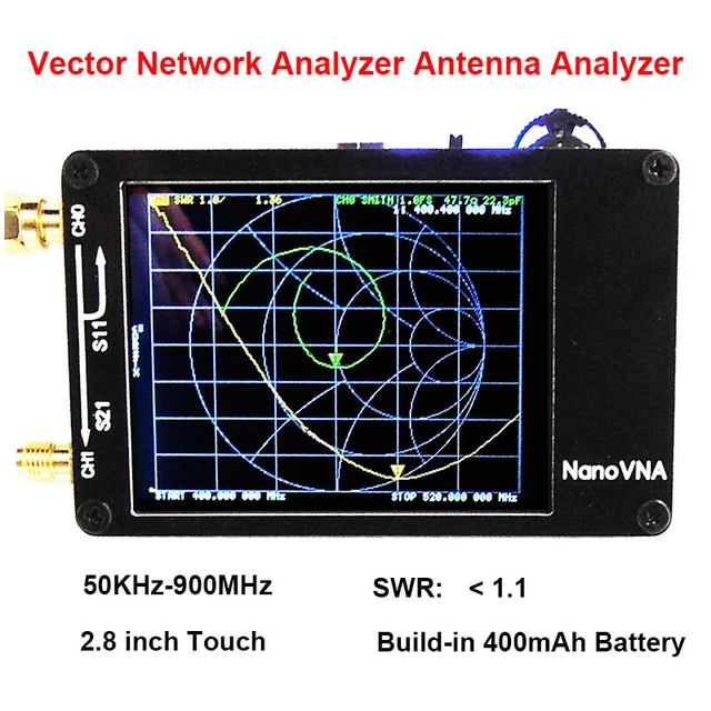 NANOVNA 50KHZ-900MHZ 2.8& Touch Vector kit Network Analyzer VHF VNA UV ...