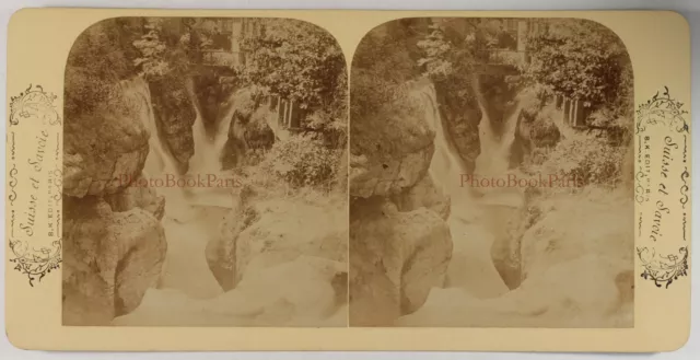 Frankreich Cascade De Crecy c1870 Foto Stereo Albumin Vintage P74L10n