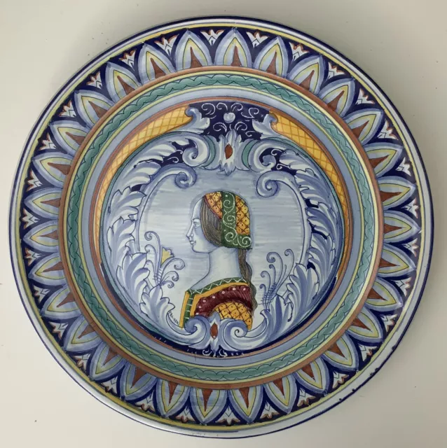 Plat En Faience Portrait Renaissance Poterie Italie Signe Dans Le Decor Palher