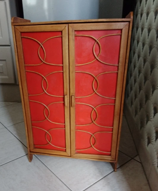 Ancienne Armoire De Poupée En Bois/bambou - Jouet Années 60/70