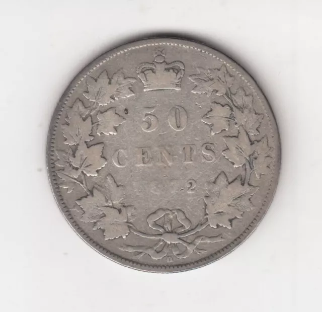 1872-H Canada 50 Cents Silver Coin - Good/VG 2