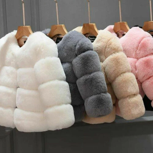 Baby Girls Fur Winter Coat Kids Faux Jacket Coats Thick Warm Parka Jackets Coat