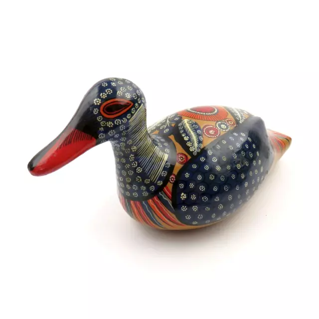 Vintage Tonala Pottery Hand Painted Mexican Large Duck Feather Figurine Folk Art