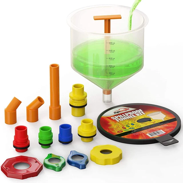 Auto Spill Proof Radiator Coolant Filling Funnel Kit