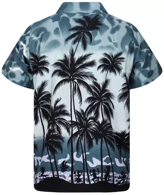 Funky Hawaiihemd Herren Kurzarm Front-Tasche Hawaiian Shirt Beach Grau Hawai 2