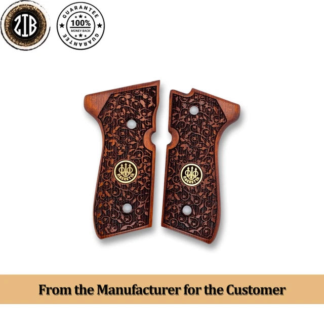 Crosse ZIB GRIPS Pour Beretta 92/96 Series - Bois De Hêtre - Fait Main - Ars.018
