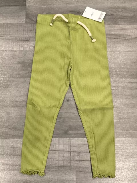 Next green ribbed lettuce hem leggings girls age 3-4 years new with tags
