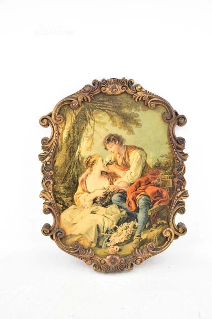 Quadro Stampa Con Cornice In Plastica Stile 800 Coppia Di Innamorati 25x33