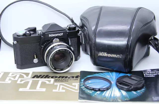 Mint- Black Nikon Nikomat Ftn Ft N Camera Nikkor-S 5Cm F2 50Mm F2 Lens From Usa