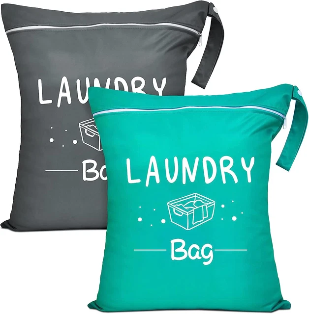 2 Pcs Large Travel Laundry Bag Waterproof Wet Dry Bag Washable Dirty Clothes Bag