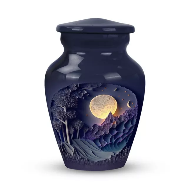 Einzigartig Papercut Landschaft Mit Voller Mond Urns für Menschliches Ashes -