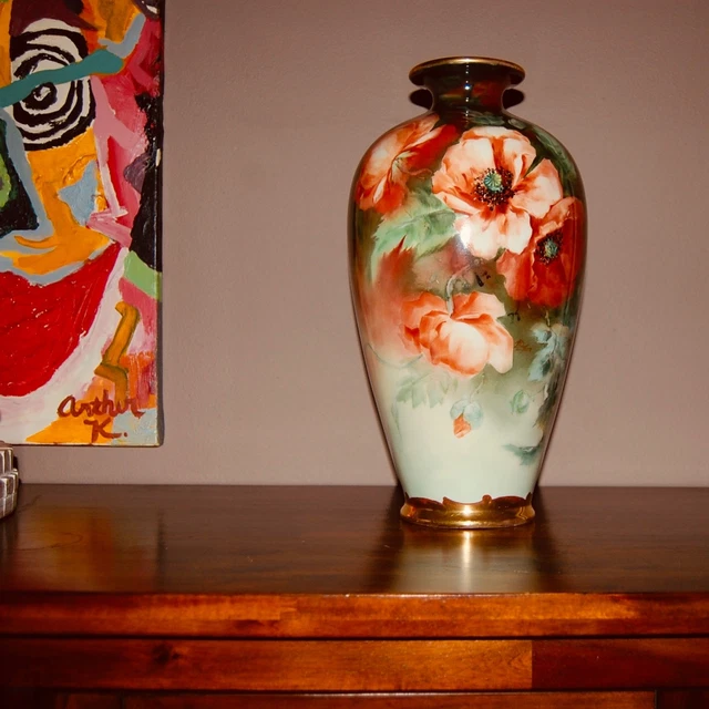 ANTIQUE PICKARD CHINA Limoges France Hand Painted Poppies Floral