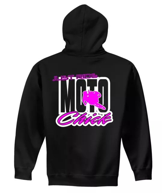 Just Ride Moto Chick Hoodie Sweat Shirt Mx Motocross Women Girl