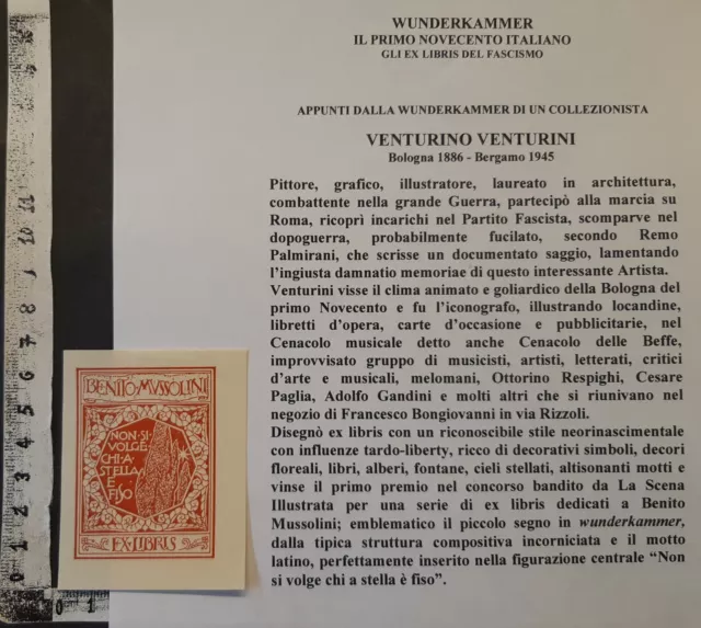 Wunderkammer B Exlibris 203 - " Mussolini " - * Venturino Venturini * - P