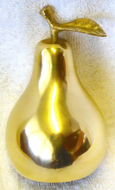 Vintage Mid-Century Hand Forged Solid Brass🔔Bell🍐Pear Shaped Stem& Leaf Handle