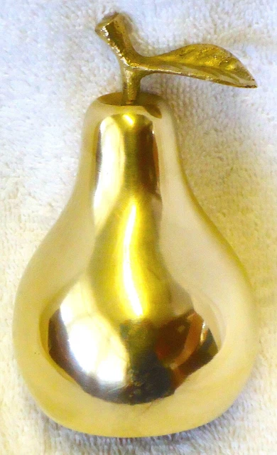 Vintage Mid-Century Hand Forged Solid Brass🔔Bell🍐Pear Shaped Stem& Leaf Handle