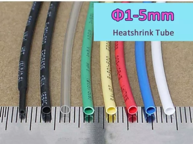 Φ0.6/0.8/1mm-5mm Heatshrink Tube 2:1 Heat Shrink Tubing Wire Cable Sleeving Wrap 2