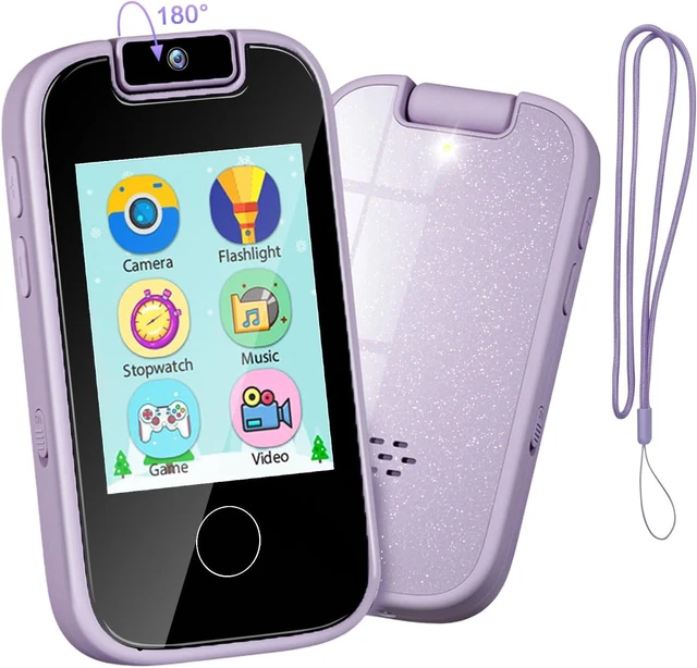 PTHTECHUS Kids Phone for Girls Aged 3-12 with Dual Camera, Touchscreen Toy Phone