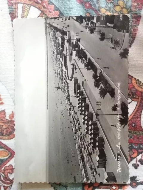 Cartolina Antica Pescara La Spiaggia Con Il Lungomare Viaggiata Bn