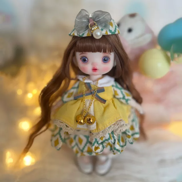1/8 BJD Doll Mini 6" Girl Doll Cute Face Dress Shoes Full Set Kids Xmas Gifts