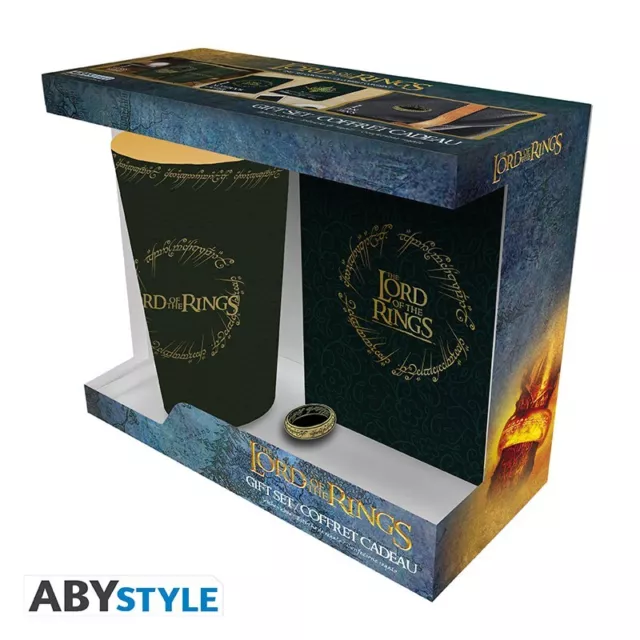 Herr der Ringe der eine Ring XXL Glas, Pin und Notizbuch Geschenkset Gift Merch