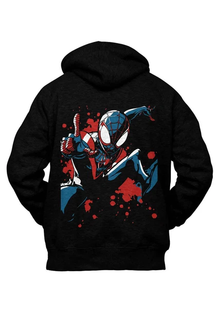 Spider-Man In The Spider Verse Miles Morales Felpa Con Cappuccio 3D Poliestere Con Cappuccio Primavera Halloween Giacca Unisex Costume Da Festa Sottile - Foto 11