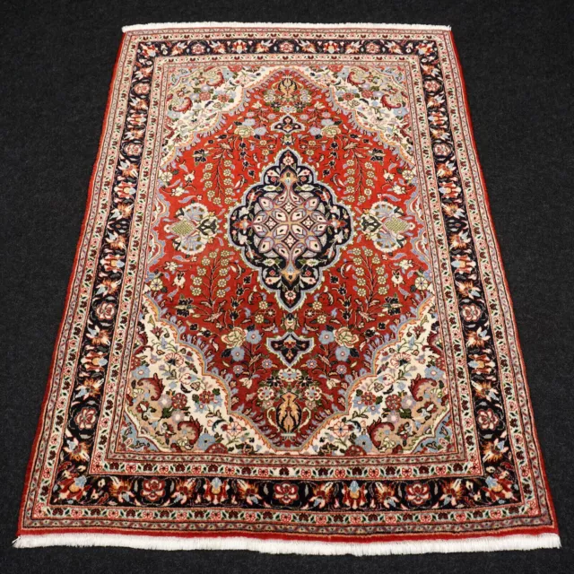 Orient Teppich Ghom 164 x 118 cm Ghoum Rot Beige Perserteppich Handgeknüpft Qom