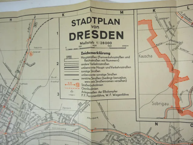 Der kleine Stadtplan von Dresden 1950 ! (H3 3