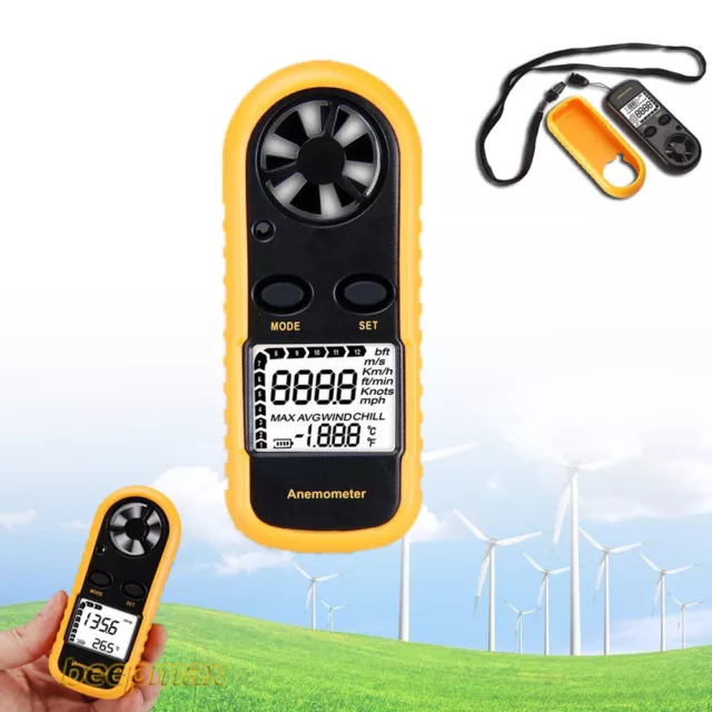 Ce Approved Digital Handheld Anemometer Wind Speed Meter Thermometer Sailing Lcd