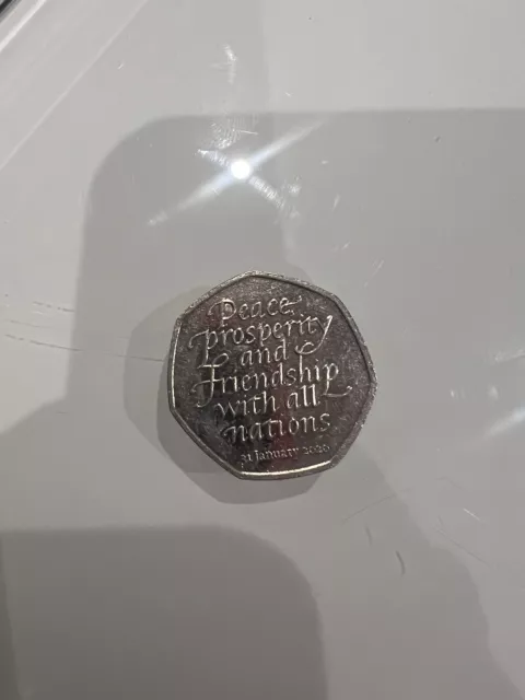 50p Fifty Pence Coin Brexit Peace Prosperity Friendship 31st January 2020 *Rare